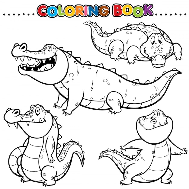 Livre De Coloriage De Dessin Animé - Crocodile