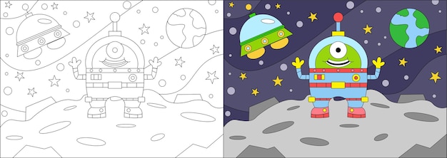 Livre De Coloriage Dessin Animé Extraterrestre