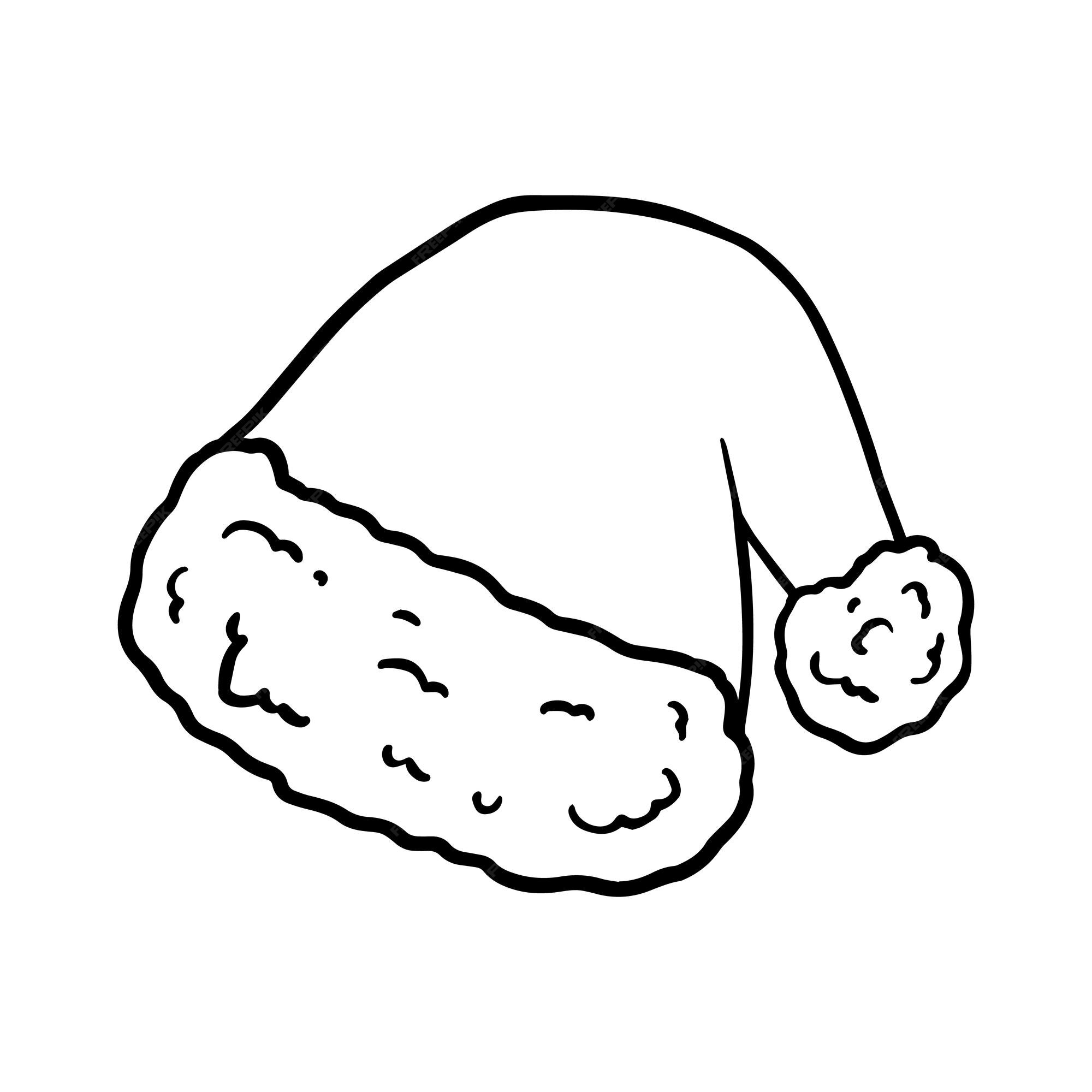 Livre De Coloriage De Dessin Animé Linéaire Doodle Festif Chapeau De Noël Vecteur Premium