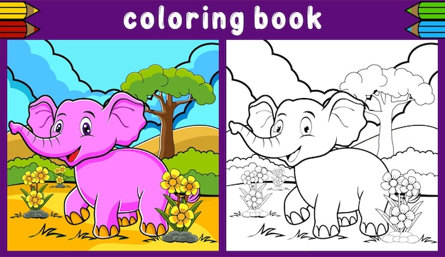 Vecteur livre de coloriage d'éléphant 1