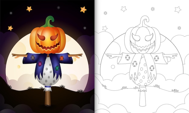 Livre De Coloriage Avec L'épouvantail Et La Citrouille Halloween