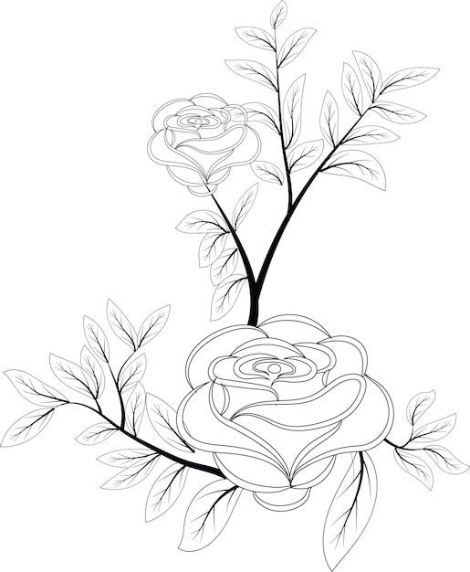 Vecteur livre de coloriage fleur rose