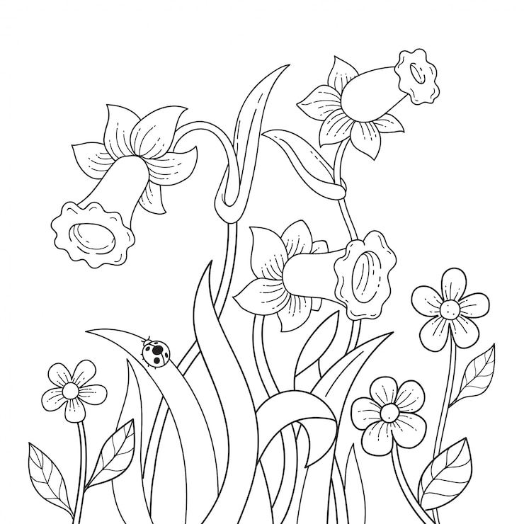 Vecteur livre de coloriage fleur