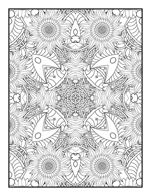 Livre De Coloriage De Fleurs Pour Adultes Illustration De Fleurs Dessinées à La Main