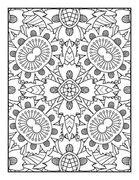 Livre De Coloriage Floral Pour Adultes Page De Coloriage De Mandala De Fleur Avec Des Pages De Coloriage Dessinées à La Main