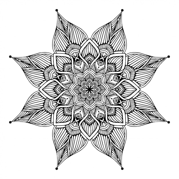 Livre De Coloriage De Mandalas, Forme De Fleur, Thérapie Orientale, Logos Vector Yoga.