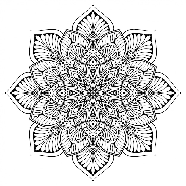 Livre de coloriage de mandalas, forme de fleur, thérapie orientale, logos Vector Yoga.