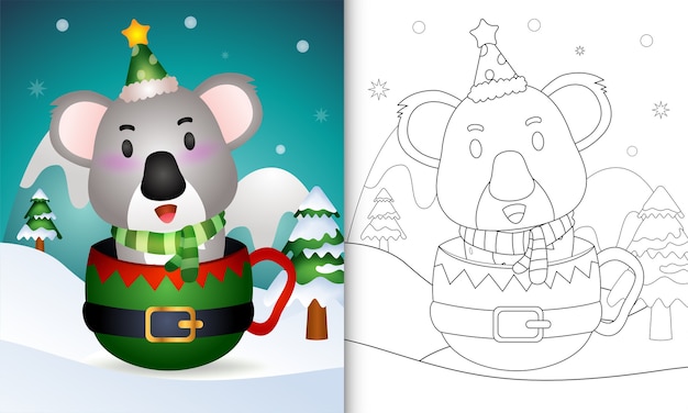 Livre De Coloriage Avec Un Mignon Personnages De Noël Koala