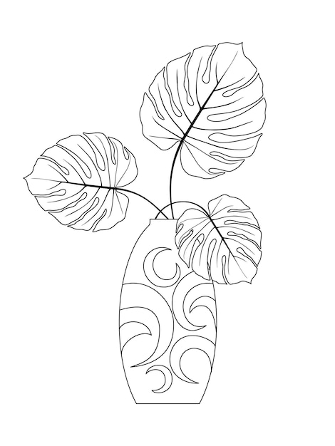 Livre De Coloriage Avec Un Monstre Fleur De Chambre En Vecteur