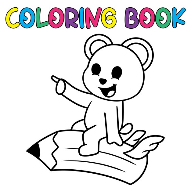 Livre De Coloriage Ours Panda Mignon Avec Illustration Vectorielle De Crayon