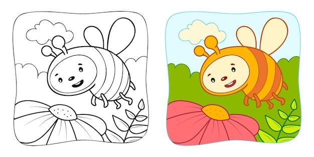 Livre De Coloriage Ou Page De Coloriage Pour Les Enfants Bee Vector Clipart Nature Background