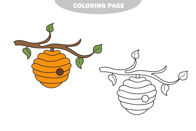 Livre De Coloriage De Page De Coloriage Simple Pour La Ruche D'abeilles D'enfants