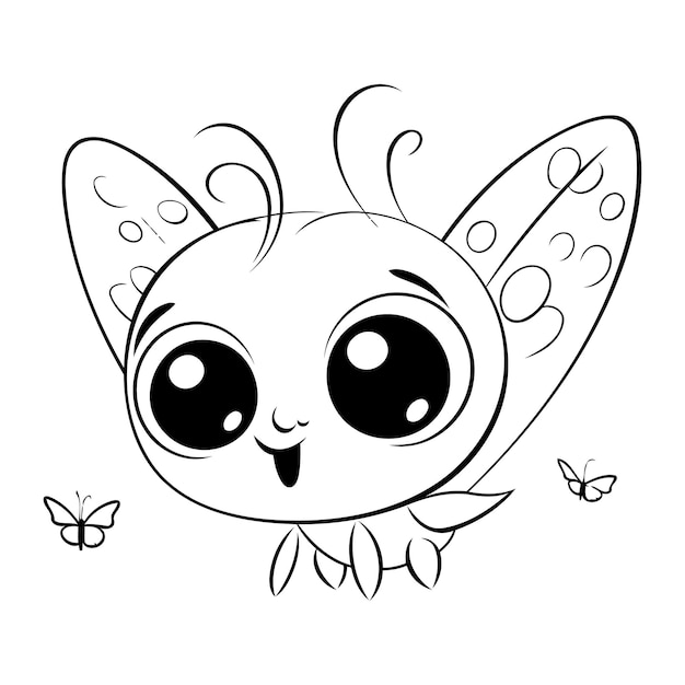 Vecteur livre de coloriage papillon dessin animé mignon pour enfants illustration vectorielle