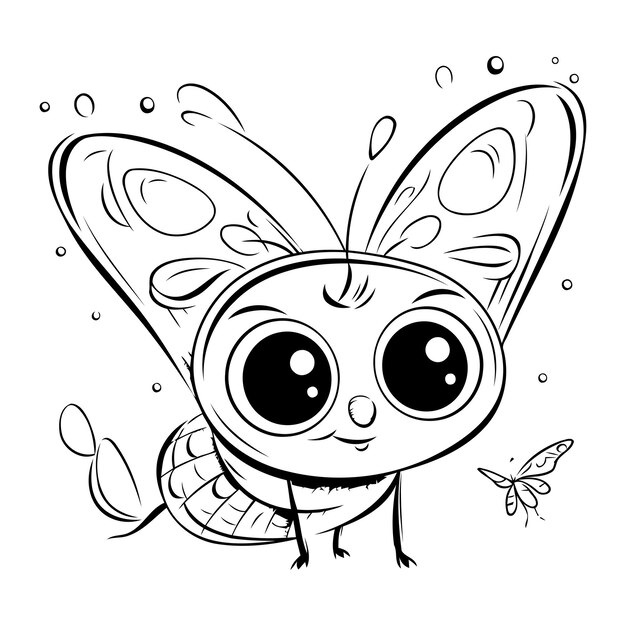 Livre De Coloriage Papillon Mignon Pour Enfants Illustration Vectorielle