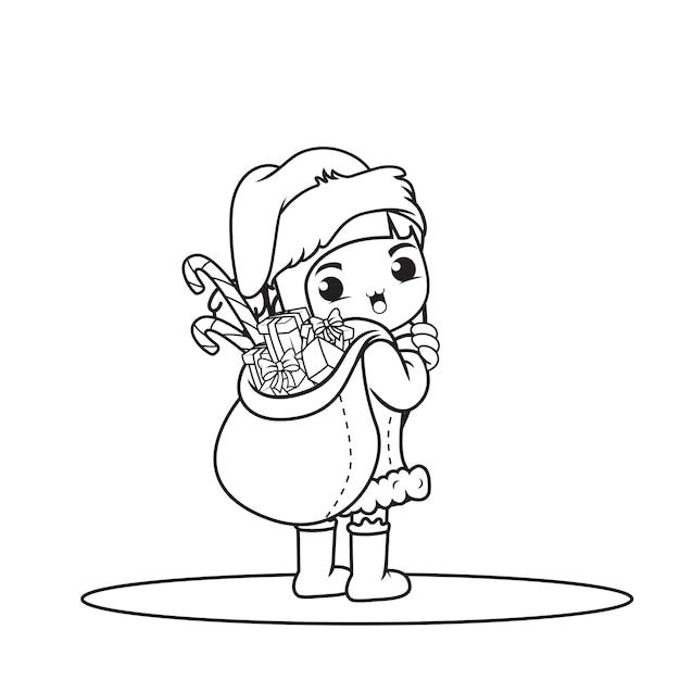 Livre De Coloriage Avec Personnage De Noël Jolie Fille