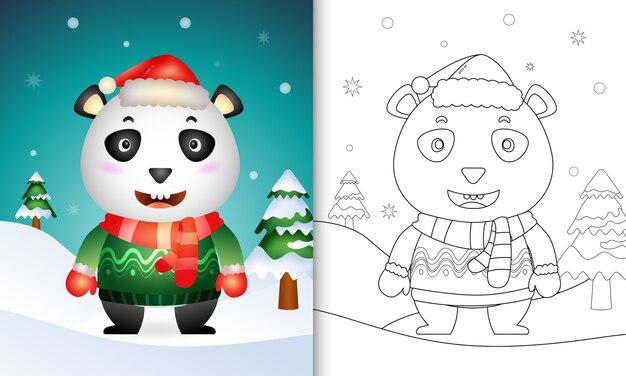 Livre De Coloriage Avec Des Personnages De Noël Panda Mignon