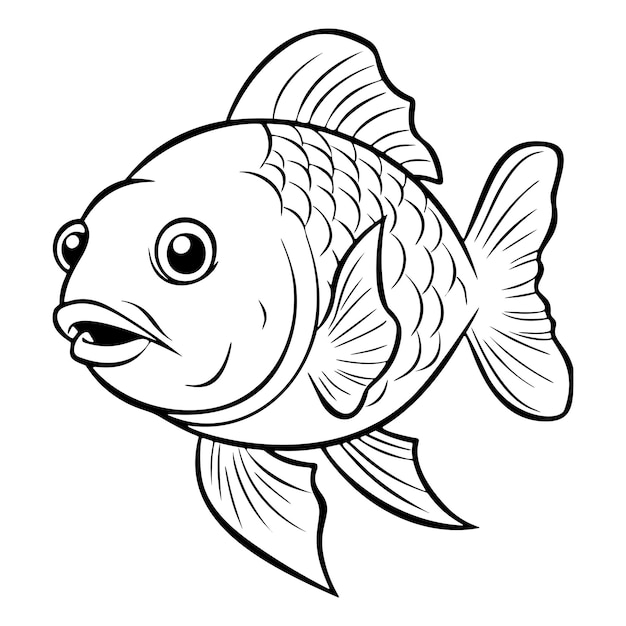 Vecteur livre de coloriage de poisson kawaii