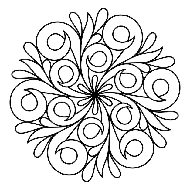 Livre De Coloriage Pour Adultes Avec Un Mandala De Plante Ronde Sur Fond Blanc En Vecteur