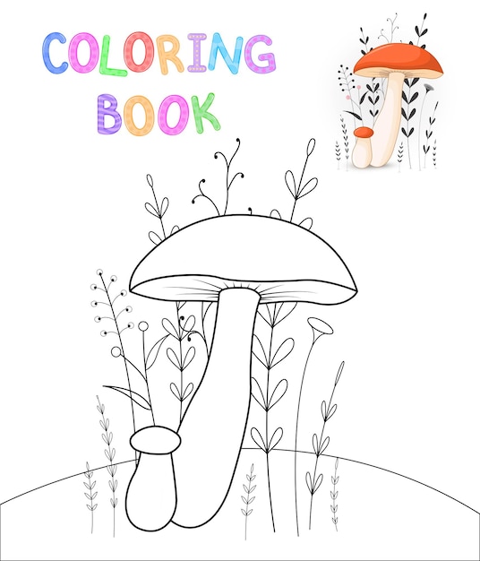 Livre De Coloriage Pour Enfants Avec Des Animaux De Dessin Animé. Tâches éducatives Pour Les Enfants D'âge Préscolaire Champignons Mignons.