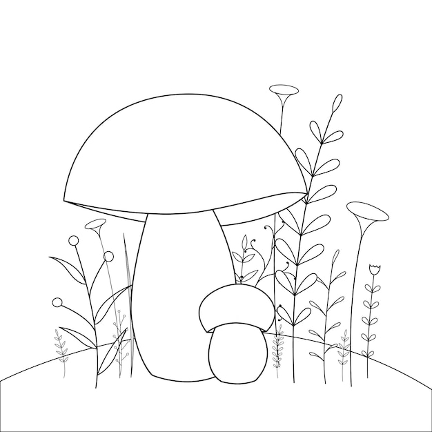 Livre De Coloriage Pour Enfants Avec Des Animaux De Dessin Animé. Tâches éducatives Pour Les Enfants D'âge Préscolaire Champignons Mignons.