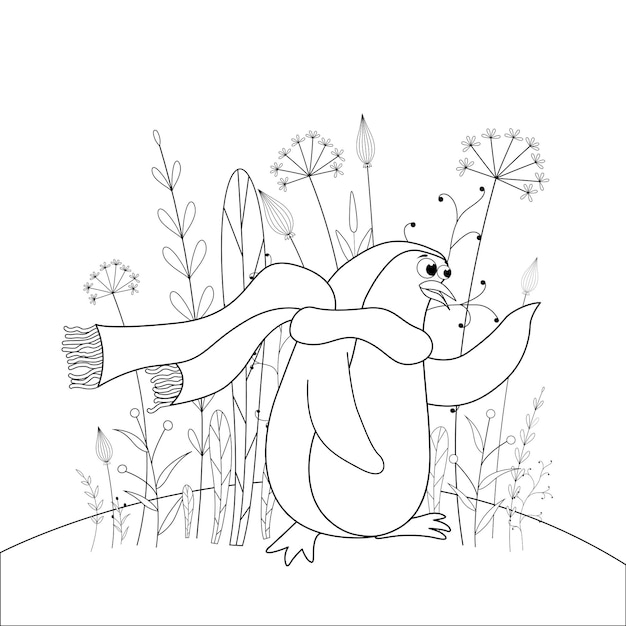 Livre De Coloriage Pour Enfants Avec Des Animaux De Dessin Animé. Tâches éducatives Pour Les Enfants D'âge Préscolaire Pingouin Mignon.