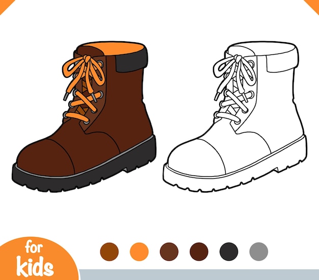 Vecteur livre de coloriage pour enfants bottes marron