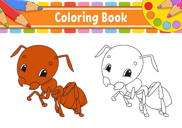 Livre De Coloriage Pour Les Enfants. Caractère Gai. Illustration De Couleur De Vecteur. Style De Dessin Animé Mignon. Page De Fantaisie Pour Les Enfants.