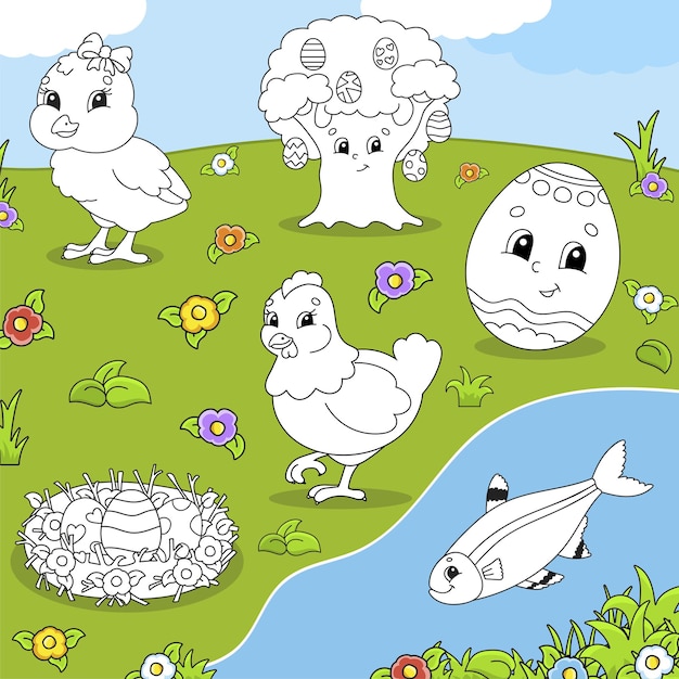 Livre De Coloriage Pour Les Enfants Clipart De Pâques