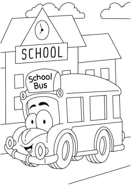 Vecteur livre de coloriage pour enfants école de bus tayo page 4