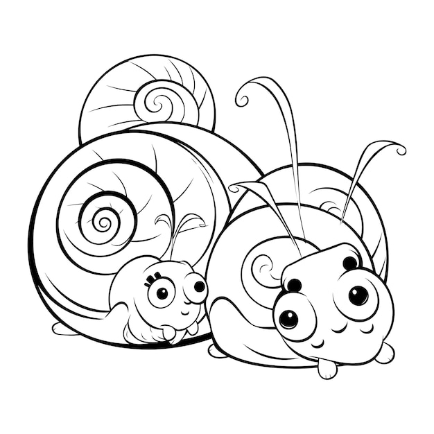 Vecteur livre de coloriage pour enfants famille d'escargots illustration vectorielle