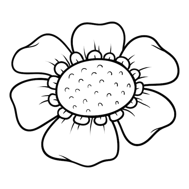 Vecteur livre de coloriage pour enfants fleur noir et blanc