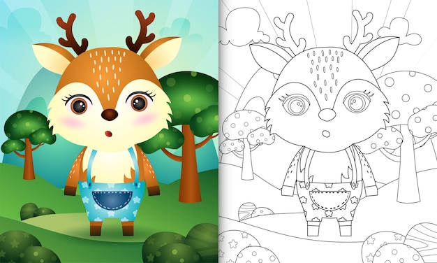 Livre De Coloriage Pour Les Enfants Avec Une Illustration De Personnage De Cerf Mignon