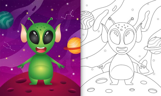 Livre De Coloriage Pour Les Enfants Avec Une Jolie Licorne Dans La Galaxie De L'espace