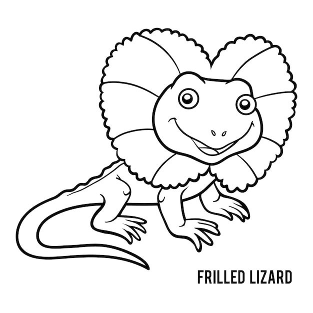 Livre de coloriage pour des enfants, lézard à collerette