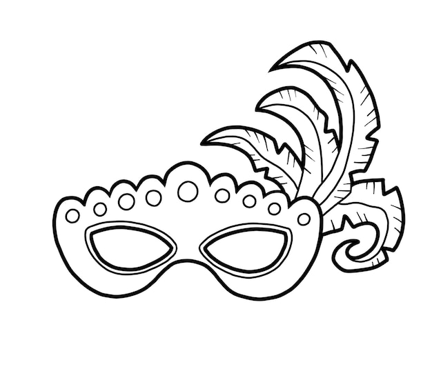 Vecteur livre de coloriage pour enfants masque de carnaval avec des plumes