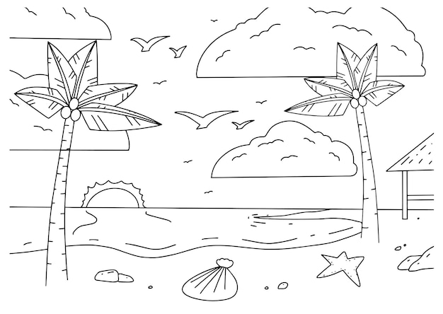 Livre de coloriage pour enfants page 4 nature plage