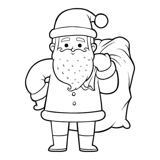 Livre de coloriage pour enfants personnage de dessin animé Père Noël et sac de cadeaux