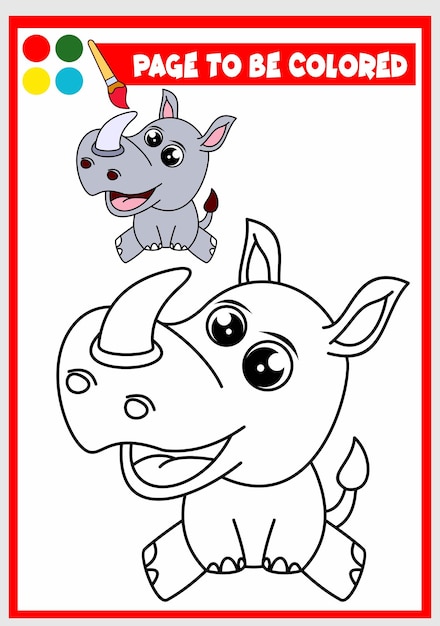 Livre de coloriage pour les enfants rhinocéros