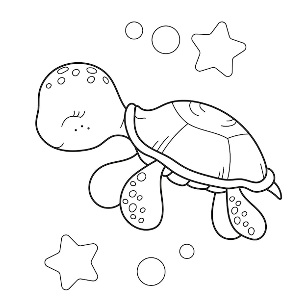 Vecteur livre de coloriage pour enfants, tortue mignonne