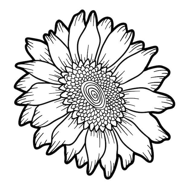 Vecteur livre de coloriage pour des enfants, tournesol de fleur