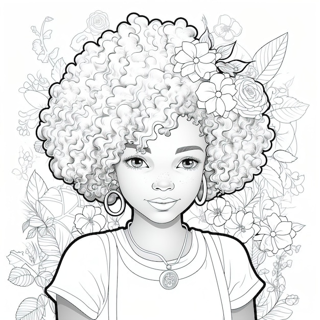 Vecteur livre de coloriage pour filles noires dans le style bohémien minimaliste