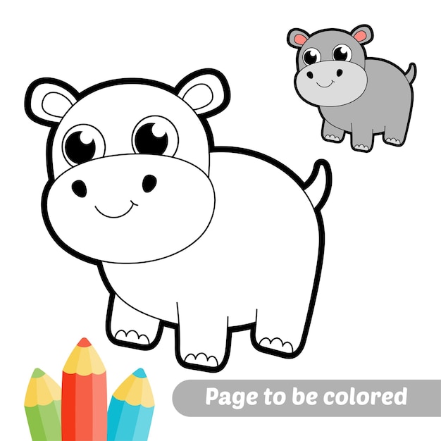 Livre de coloriage pour vecteur hippopotame enfants