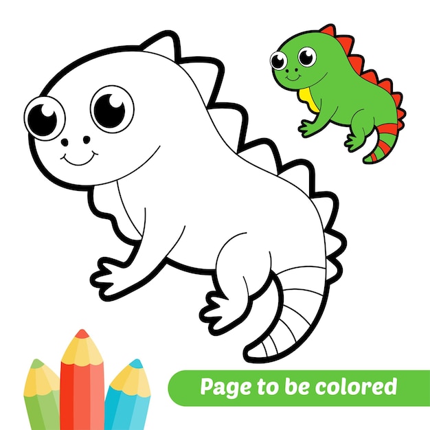 Livre De Coloriage Pour Vecteur D'iguane Enfants