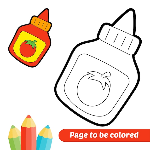 Livre De Coloriage Pour Vecteur De Ketchup Pour Enfants