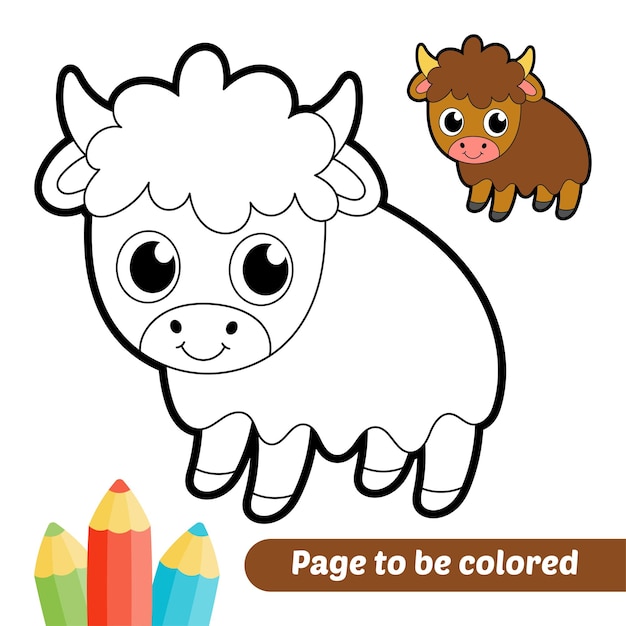 Livre De Coloriage Pour Le Vecteur De Yak Enfants