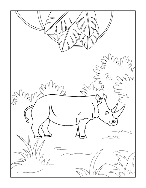 Livre De Coloriage De Rhinocéros Pour Les Enfants Coloriages D'animaux Sauvages Pour Les Enfants