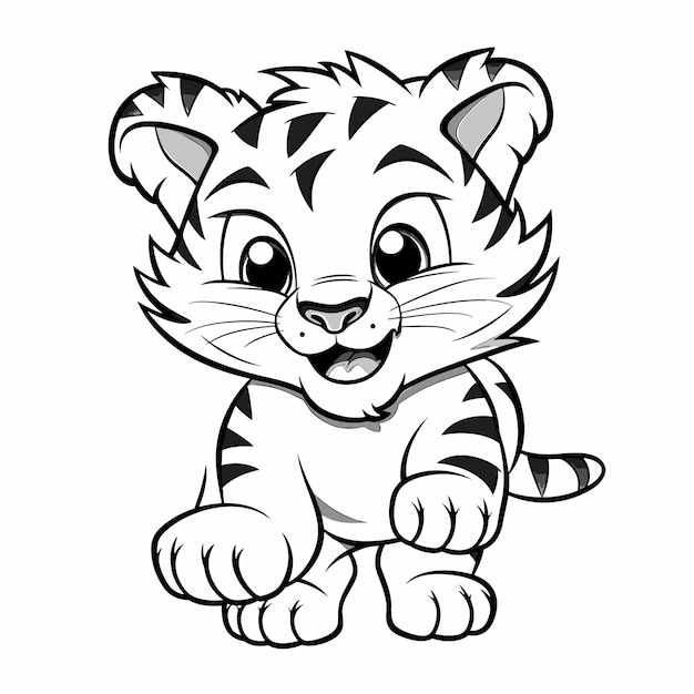 Vecteur livre de coloriage de tigre illustration vectorielle de dessin animé animal de safari page de coloriage isolé sur blanc