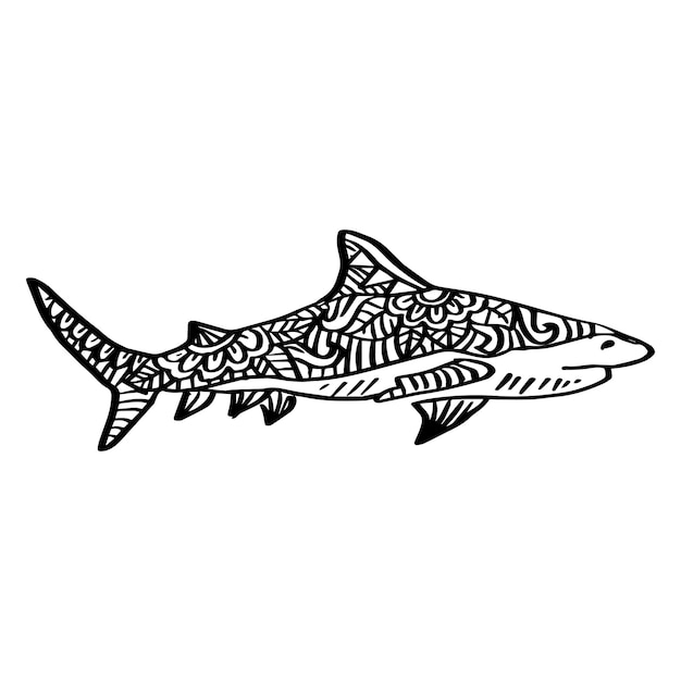 Livre de coloriage zentangle requin
