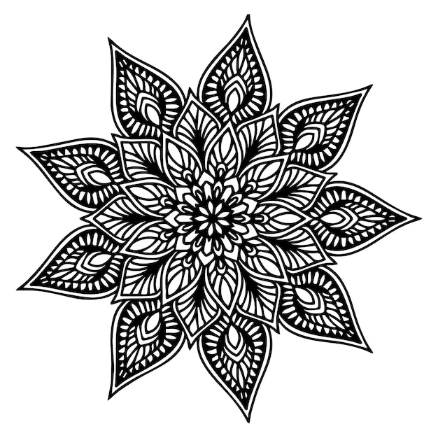 Livre à colorier mandalas, forme de fleur, thérapie orientale, logos de yoga.