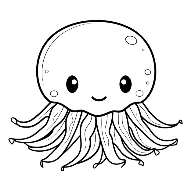 Vecteur livre à colorier pour enfants de jellyfish mignons